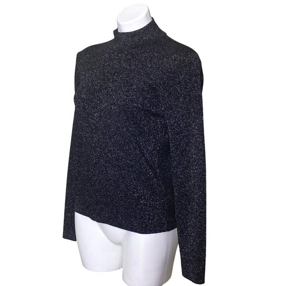 MICHAEL Michael Kors Black Silver Metallic Sweater, Mock Neck Women's Size XL - Picture 6 of 9